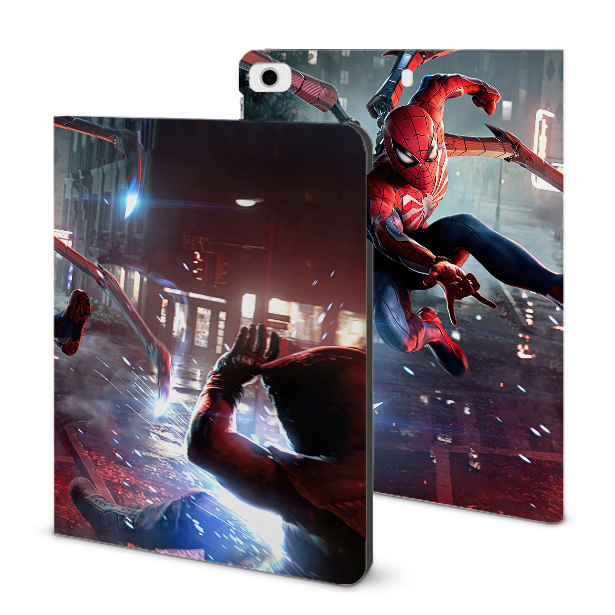 （画像用） Spider Man スパイダーマン IPad ケース ブック型 PUレザー TPU 耐衝撃 軽量 薄型 ペン収納なし 全面保護 IPad 各モデル対応